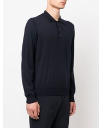 Corneliani Long Sleeve Wool Polo Shirt