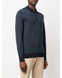 Canali Long Sleeve Wool Polo Shirt