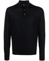 Zegna Long Sleeve Wool Polo Shirt