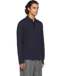 Salie66 Navy Knit Charles Long Sleeve Polo