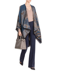 Etro Patterned Wool Cotton Poncho