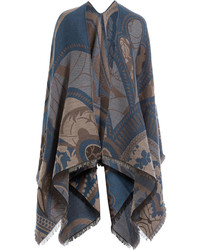 Etro Patterned Wool Cotton Poncho