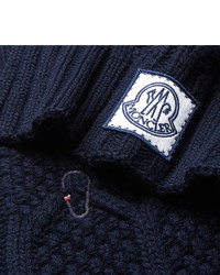Moncler Gamme Bleu Cable Knit Virgin Wool Scarf
