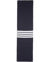 Thom Browne Navy Rib Wool Pocket Four Bar Scarf