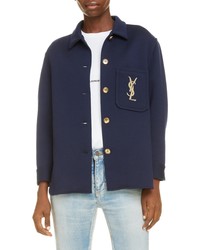 Navy Wool Shirt Jacket