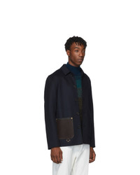 Loewe Navy Wool And Cashmere Button Jacket