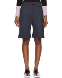 Mother of Pearl Navy Wool Tailoring Rolled Cuffs Shorts