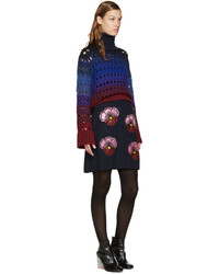 Kenzo Blue Embroidered Tanami Knit Skirt