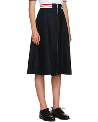 Thom Browne Navy Wool Varsity Skirt