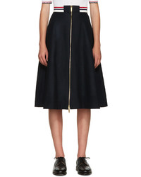 Thom Browne Navy Wool Varsity Skirt