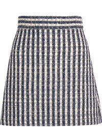 Miu Miu Wool Blend Tweed Mini Skirt Blue
