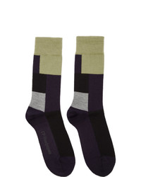 GR-Uniforma Navy Wool Mixed Textured Socks