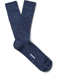 Ribbed Mlange Wool Blend Socks