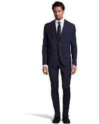 Just Cavalli Black Wool Blend 2 Button Suit With Flat Front Pants