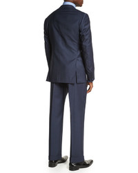 Armani Collezioni G Line Melange Two Piece Wool Suit High Blue