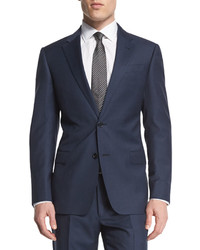 Armani Collezioni G Line Solid Two Piece Wool Suit Navy