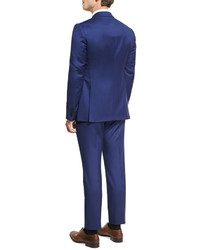 Armani Collezioni Micro Wool Two Piece Suit Bright Blue