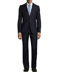 Neiman Marcus Modern Fit Solid Wool Two Piece Suit Navy