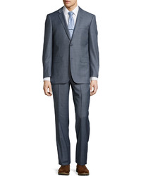 Neiman Marcus Modern Fit Two Piece Wool Suit Bluegrey