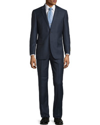 Neiman Marcus Modern Fit Wool Two Piece Nailhead Suit Navy