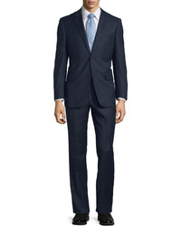 Neiman Marcus Modern Fit Wool Two Piece Textured Suit Navy