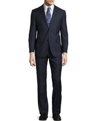 Neiman Marcus Modern Fit Wool Two Piece Tick Suit Navy