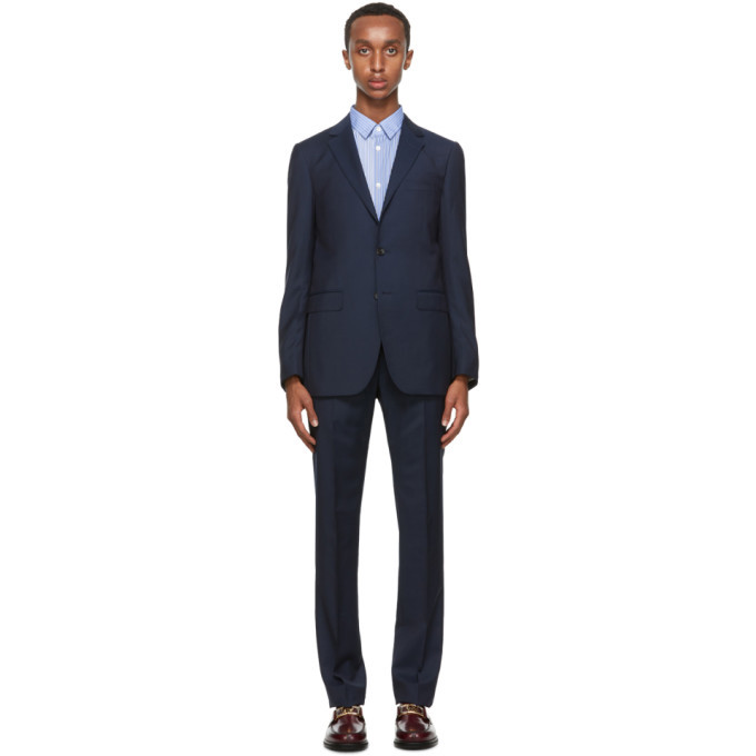 Lanvin Navy Wool Half Canvas Suit, $1,292 | SSENSE | Lookastic