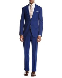 Isaia Sanita Solid Wool Two Piece Suit High Blue