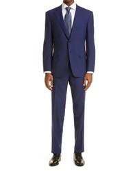 Canali Sienna Shadow Stripe Classic Fit Wool Suit In Navy At Nordstrom