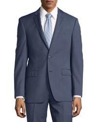 DKNY Slim Fit Solid Wool Two Piece Suit Blue