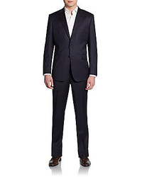 Saks Fifth Avenue BLACK Slim Fit Wool Silk Two Button Suit