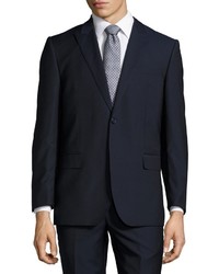 Neiman Marcus Solid Modern Fit Two Piece Suit Navy