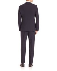 Armani Collezioni Solid Navy Wool Stretch Suit