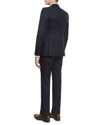 Versace Solid Two Piece Wool Suit Navy