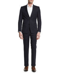 Versace Solid Two Piece Wool Suit Navy