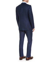 Ermenegildo Zegna Textured Solid Two Piece Wool Suit Blue