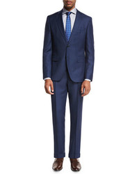 BOSS Textured Wool Two Piece Suit High Blue