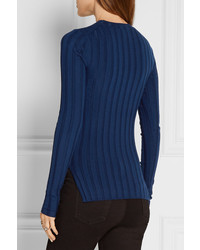 Acne Studios Carin Ribbed Merino Wool Blend Sweater Storm Blue