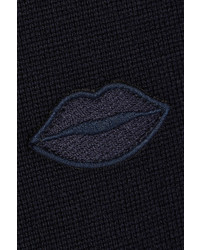 Markus Lupfer Danielle Appliqud Wool Sweater Midnight Blue