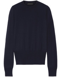 The Row Denni Merino Wool Blend Sweater Navy