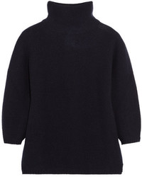 Max Mara Ribbed Wool And Cashmere Blend Sweater Navy
