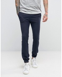 Asos Extreme Super Skinny Wool Look Smart Joggers In Navy