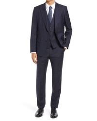 BOSS Huge Slim Fit Check Wool Three Piece Suit