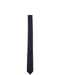 Thom Browne Navy Wool Stripe Classic Tie