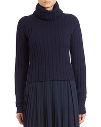 DKNY Cropped Ribbed Turtleneck Sweater