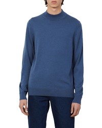 Sandro Industrial Mock Neck Wool Sweater In Blue Grey At Nordstrom