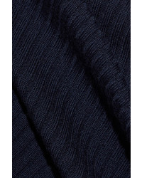 MARQUES ALMEIDA Marques Almeida Asymmetric Ribbed Merino Wool Turtleneck Sweater Midnight Blue