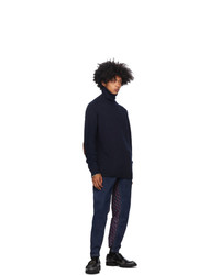 Bless Navy Merino Wool And Cashmere Pearlpad Turtleneck