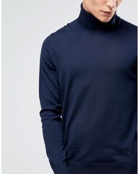 Paul Smith Ps By Sweater With Roll Neck In Merino With Contrast Tipping Navy