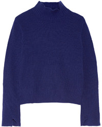 Proenza Schouler Ribbed Wool And Cashmere Blend Turtleneck Sweater Storm Blue
